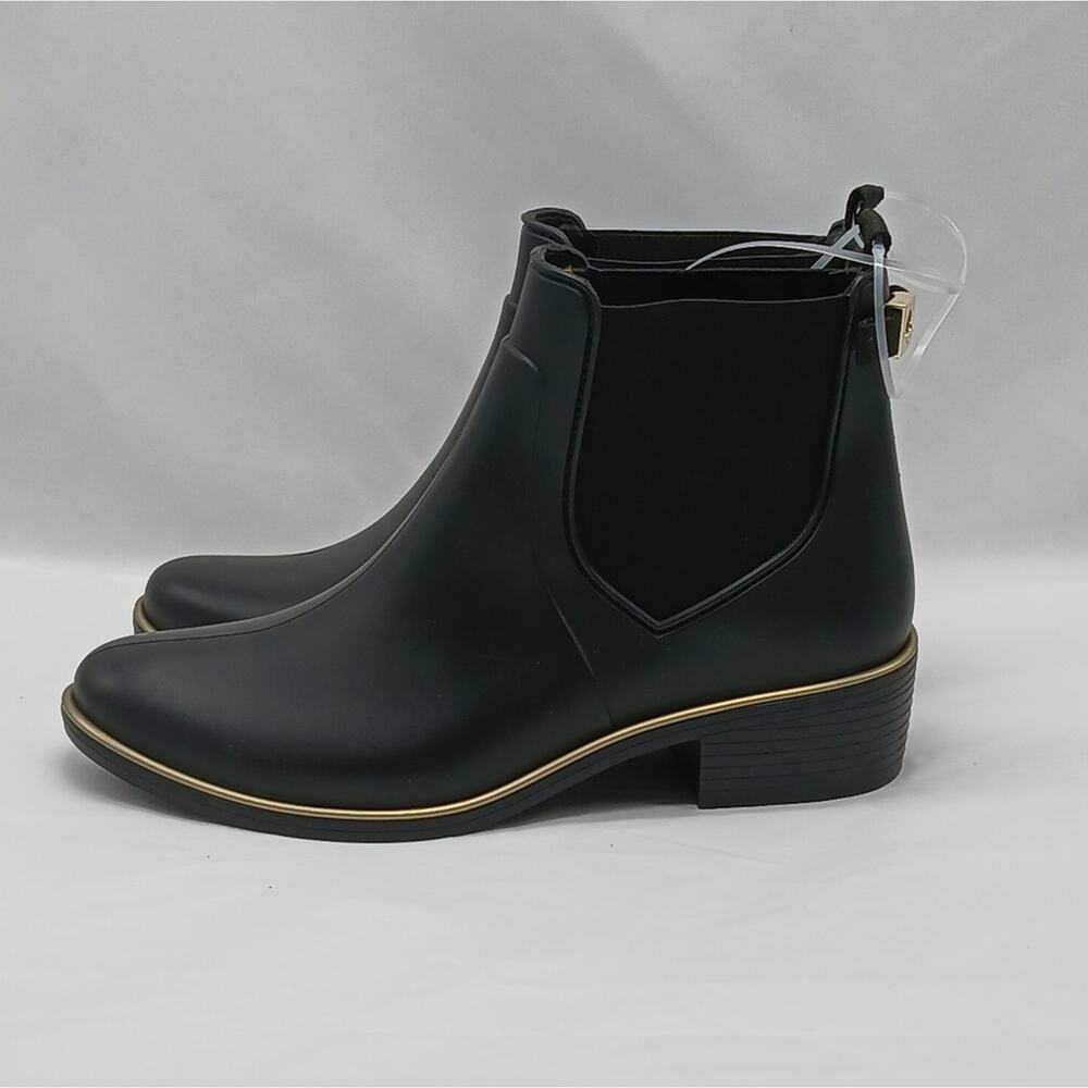 Kate Spade Solstice Chelsea Rain Boots Women's Size 6 Black Rubber Shoes Ankle - Picture 2 of 9